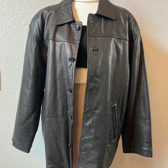 Cougar Other - Cougar Leather Jacket Men's Large Black Button Down Removable Faux Fur